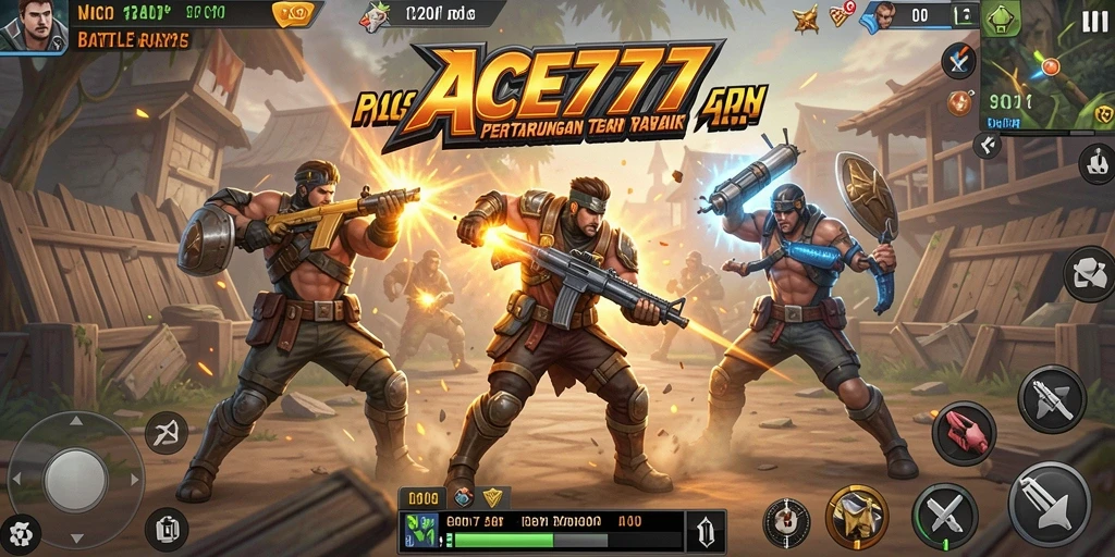 Screenshot ACE777 menampilkan aksi seru dalam pertandingan Battle Royale.