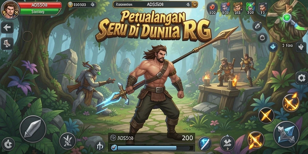 Tampilan gameplay seru pada ADS508 dengan karakter dan monster yang epik.