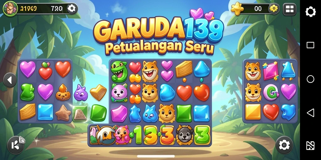 Tampilan menarik dari gameplay Match-3 GARUDA138 yang seru.
