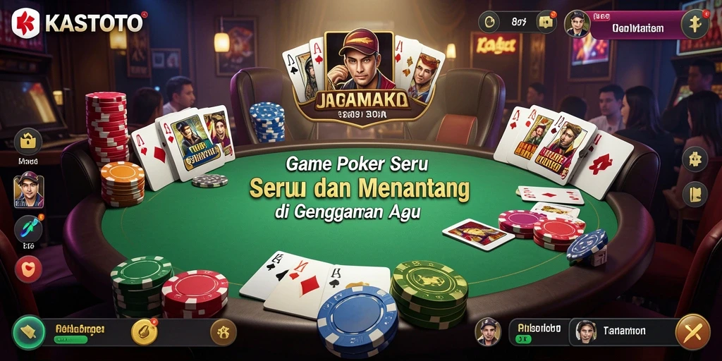 Screenshot dari gameplay KASTOTO menampilkan momen seru di meja Poker.