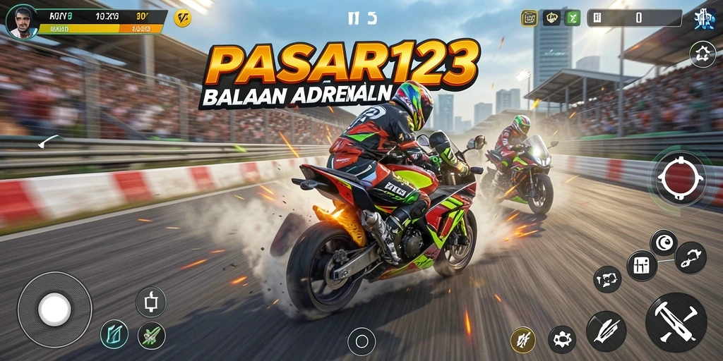 Tampilan gameplay balapan motor yang mendebarkan dan penuh aksi.