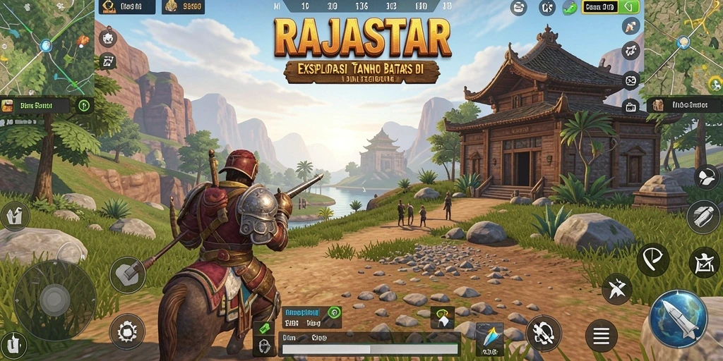 Screenshot gameplay RAJASTAR yang memperlihatkan eksplorasi dunia terbuka yang menarik.
