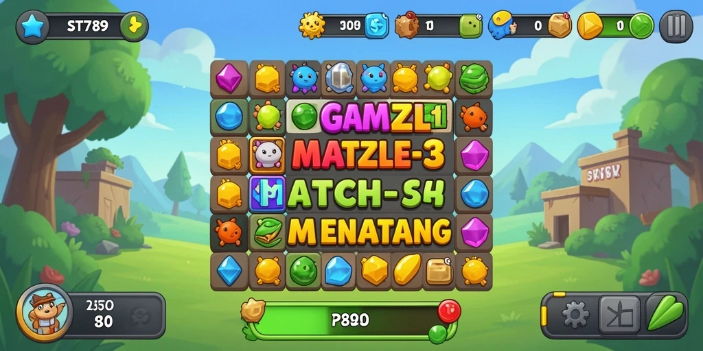 Tangkapan layar gameplay ST789 yang menunjukkan keseruan mencocokkan elemen.