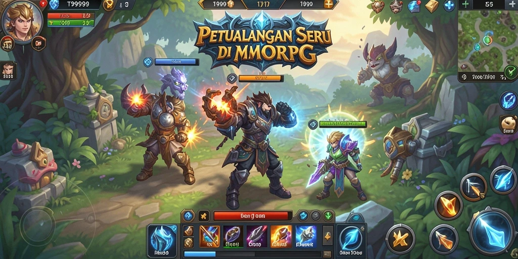 Screenshot gameplay T9999 menampilkan aksi seru di dunia MMORPG.
