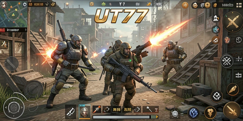 Screenshot UT77 menampilkan pertarungan strategi yang intens.