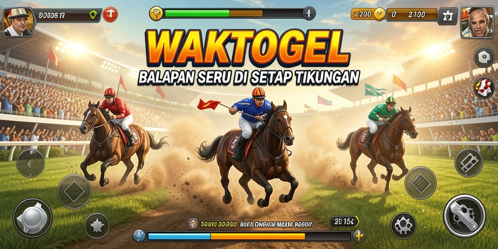 Tampilan gameplay WAKTOGEL dengan balapan yang mendebarkan dan grafis berkualitas.